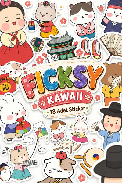 Ficksy Kawaii Stili Sevimli Hayvanlar Kore Kıyafeti Temalı Sticker Seti - 18 ...
