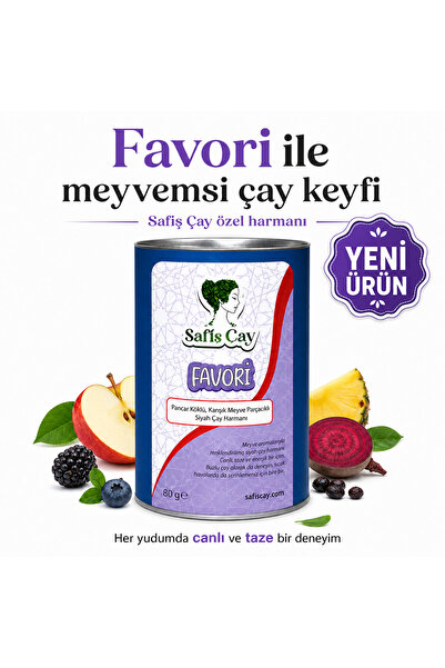 Safiş Çay FAVORİ Pancar Köklü Karışık Meyve Parçacıklı Siyah Çay Harmanı 80 g