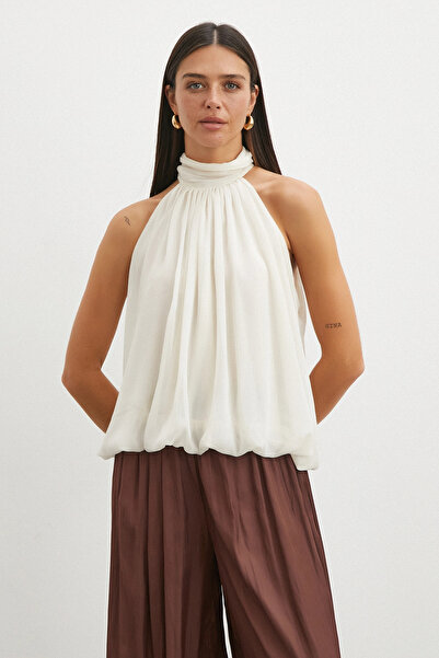UTERPE Halter Yaka Drape Bluz
