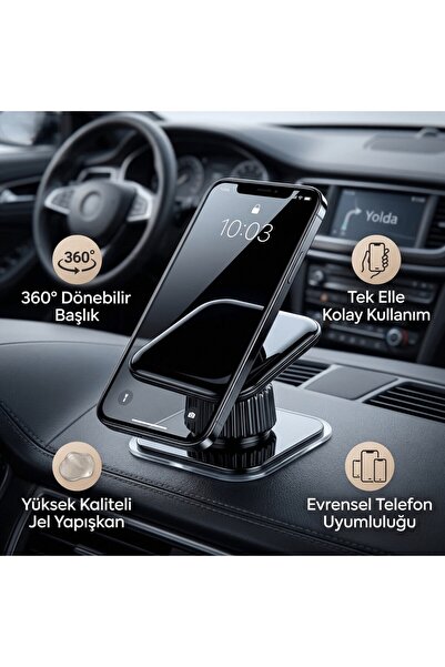 optana Jel Yapışkanlı Araç İçi Telefon Tutucu - Torpido Üstü Sabitlenebilir 3...