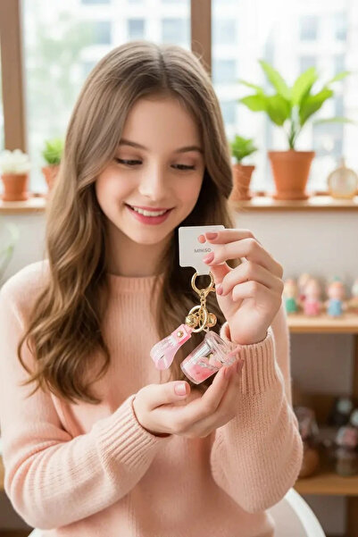 Miniso Lisanslı Litchi & Peach Serisi Meyve Figürlü Anahtarlık – Şeffaf Tasar...
