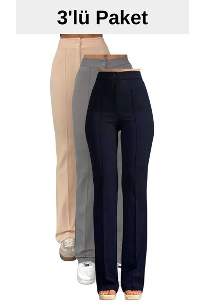 THIFF GYMWEAR Crepe Fabric Stretch Women's Palazzo Pants 3-Piece Set