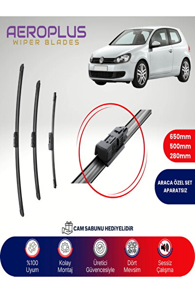 Aeroplus Vw Golf 6 Uyumlu Ön Arka Muz Silecek Takımı 2009-2012