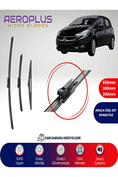 Aeroplus Opel Corsa E 2014-2019 Ön Arka Muz Silecek Takımı