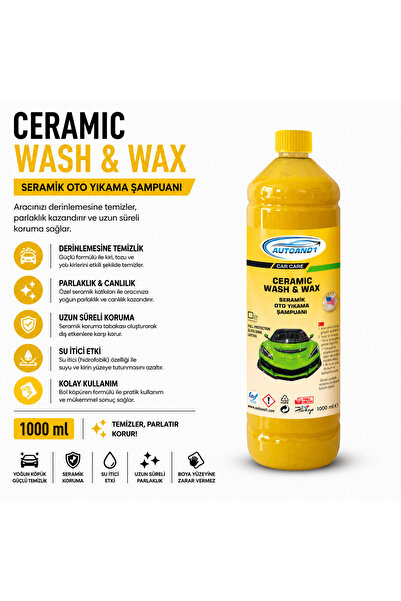 AUTOAND1 Seramik Oto Şampuanı 1000 ML Konsantre Parlaklık Veren Araç Yıkama Ş...