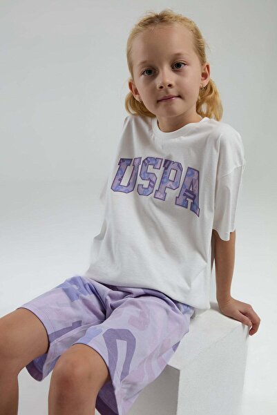U.S. Polo Assn. بدلة برمودا مطبوعة للأطفال البنات 2084 GKP0163
