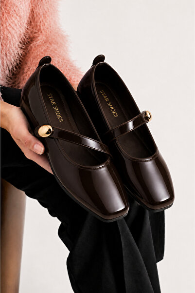 star shoes Γυναικεία λουστρίνια μπαλαρίνες με κομψή πόρπη και άνετη σόλα για ...