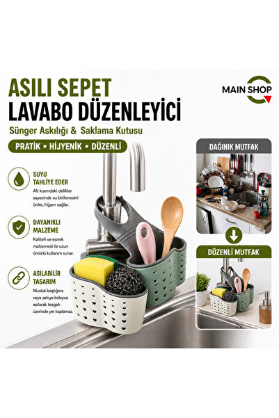 isgstore Main Shop Pratik Vantuzlu Köşe Düzenleyici Banyo Rafı M-1889