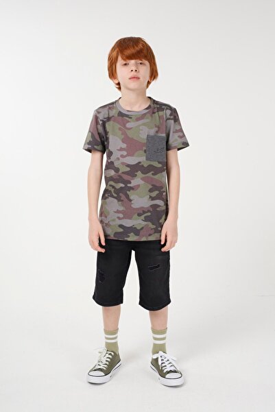 BRZ KIDS Camouflage Printed Boy's Short Sleeve T-shirt