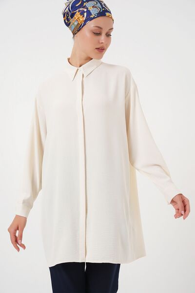 Hiccup BDART Bluză oversized cu mâneci lungi și guler de cămașă cu nasturi