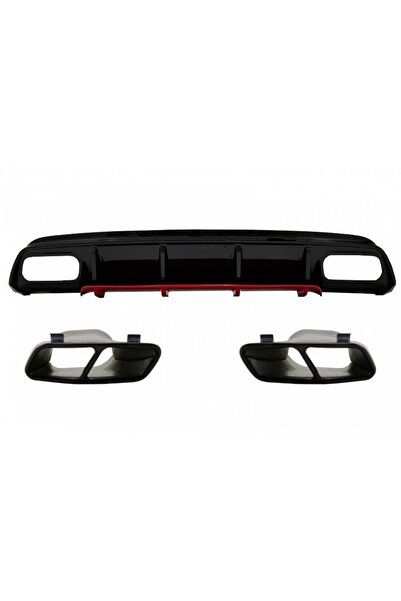 tuningset Difuzor bară spate cu ornamente de eșapament, compatibil cu Mercede...