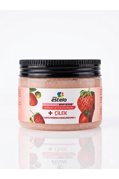 new estela PROFESYONEL ÇİLEK ÖZLÜ EL & VÜCUT TUZ PEELİNG 500GR