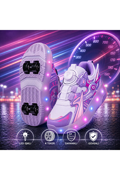 ZACOZ حذاء رياضي ذو 4 عجلات مزود بإضاءة LED