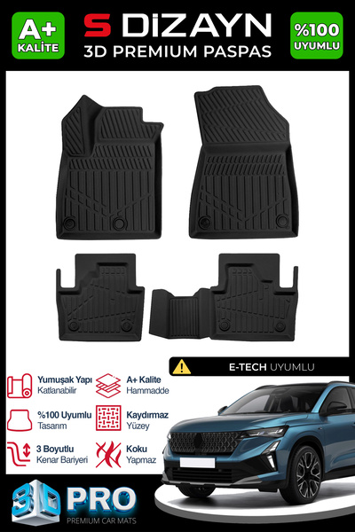 S Dizayn S-Dizayn Renault Austral E-Tech 3D Pro Havuzlu Paspas 2023 Üzeri A+ ...