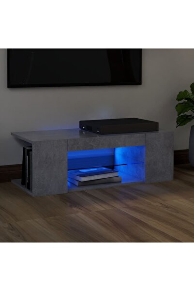 Concept Comodă TV cu lumini LED, gri beton, 90x39x30 cm