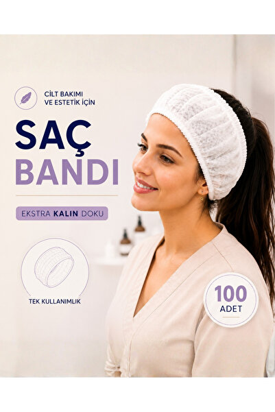 white guard Tek Kullanımlık Saç Bandı , Beyaz , Lastikli , Nonwoven, 100 Lü P...