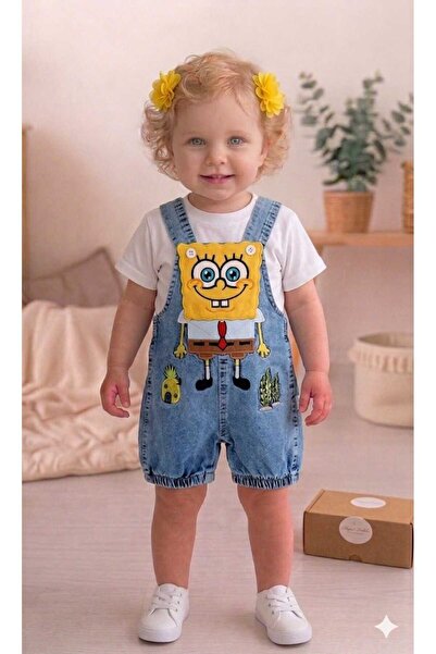 MasalBebek_tr Unisex Sünger Bob Kot Salopet Takım Bayramlık