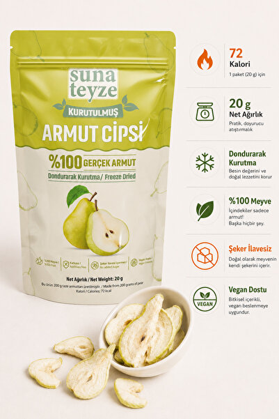 Suna Teyze Armut Kuru Meyve Cipsi - Dondurularak Kurutulmuş Freeze Dried Çıtır Armut