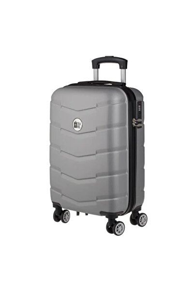 divendi-ro Valiză tip troler, gri metalizat, cu dungi în relief, 33L