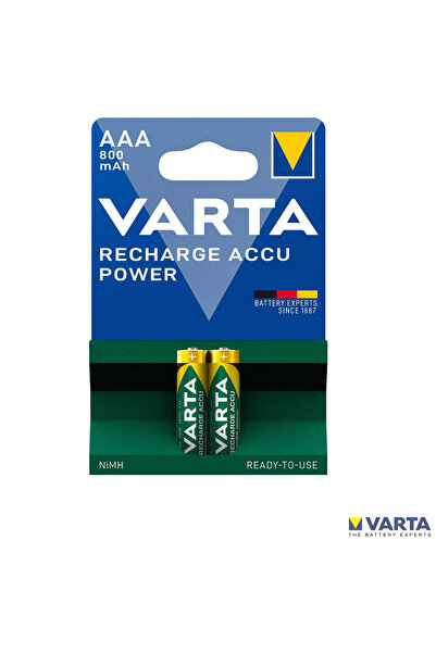 Varta Set of 2 AAA Rechargeable Batteries, 800 mAh, With Ready to Use Technol...