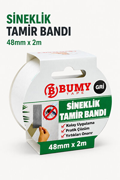 BUMY Yapışkanlı Sineklik Tamir Bandı (Gri 48 Mm X 2 Metre) Yaması Tülü Bantı ...