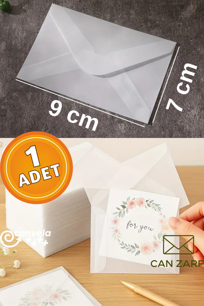 İstisna Mini Şeffaf Zarf 7*9 Cm Aydınger Zarf Transparan Zarf Kartvizit Düğün...
