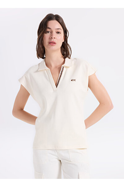 Discovery Expedition D6SL-TST3526 Krem Kadın Polo T-Shirt