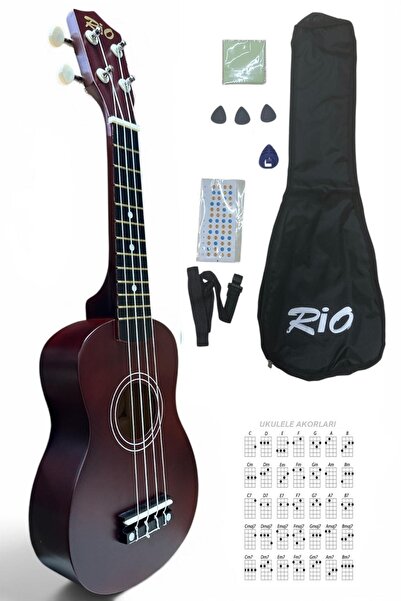 müzikhane Soprano Kahverengi Ukulele Kılıf Askı Pena Stiker