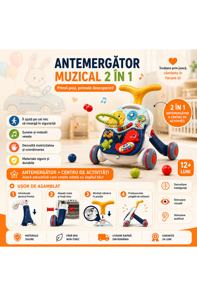 Denn Store Antemergator si masuta de activitati pentru bebelusi, functie 2in ...