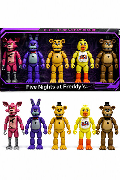 Retoys Five Nights At Freddy 5'li Set Işıklı Hologramlı Eklemli Karakter Dev ...