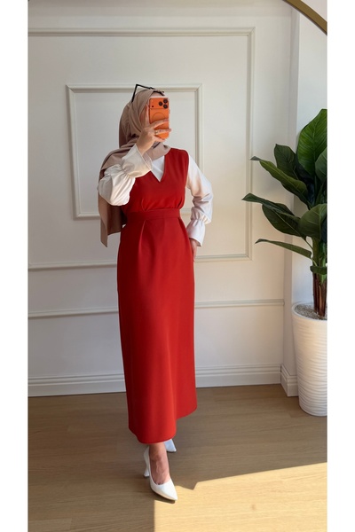 Nisa Nalbantoğlu Kiremit Krep Tesettür Flat Jile