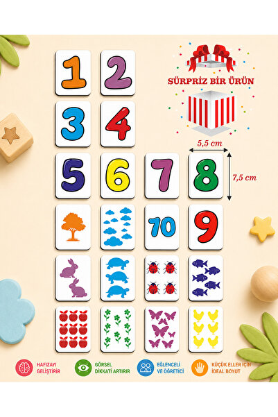 Smart Cards Wooden Educational Memory Matching Game Cute Numbers Toy ( 5.5 X 7.5 Cm)