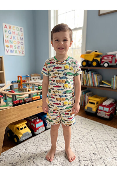 elmas kids Dečački set pidžama sa kratkim rukavima i šortama, 100% pamuk, u b...