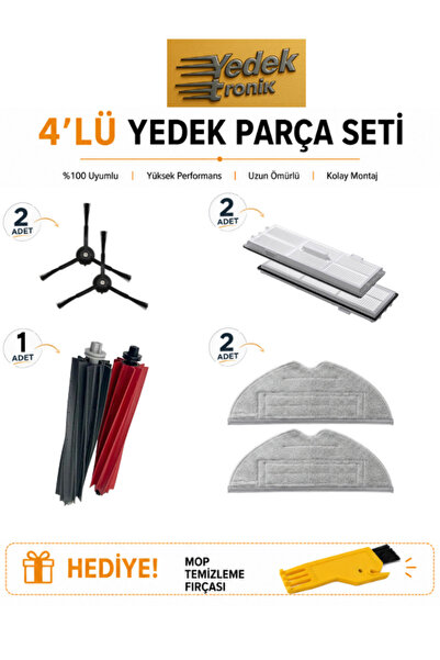 Roborock S8 / S8 Sonic / S8 Plus / S8 Pro Ultra Uyumlu 4’lü Yedek Parça Seti ...