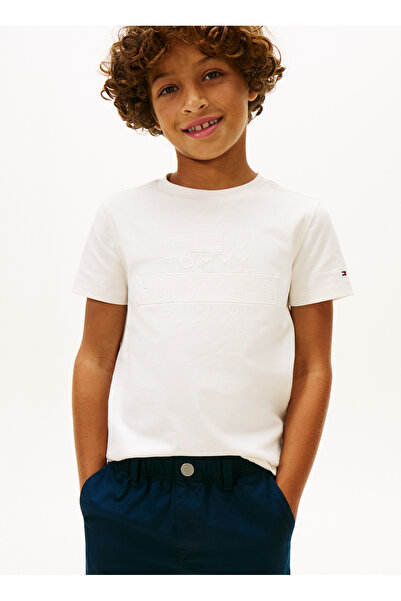 Tommy Hilfiger Ekru Erkek Çocuk Baskılı T-Shirt KB0KB10367YBH
