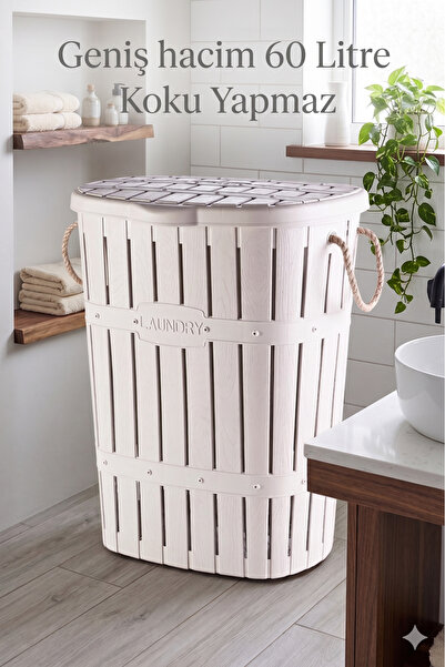 Citim Bambu Halatlı Kirli Çamaşır Sepeti 60 Litre