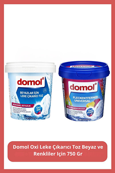 DOMOL Oxi Güç Renklilere Özel Leke Çıkarıcı Toz 750 gr + Oxi Güç Beyazlara Öz...