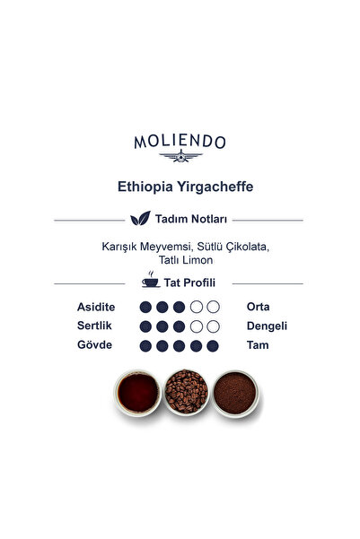 Moliendo Finest Coffee Ethiopia Yirgacheffe Pratik Filtre Kahve 10x10 g