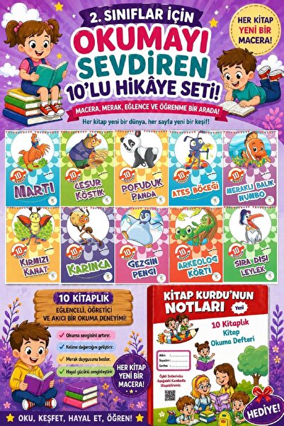 5 Renk Yayınları 2 .Sınıf Öğrencileri İçin Zevkle Okuyacağı 10 lu Hikaye Seti...