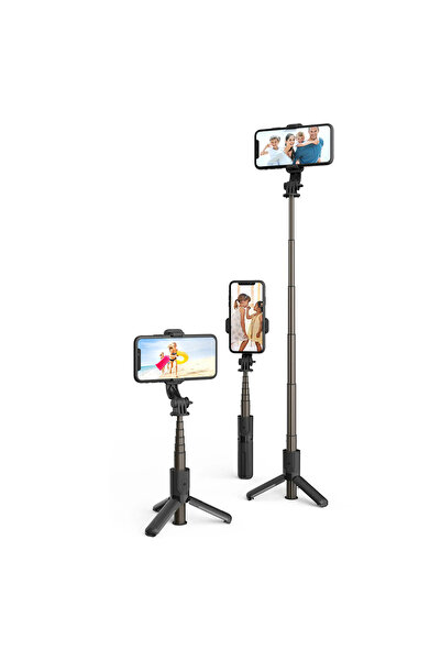 Techsuit Stick selfie cu trepied și telecomandă, 68 cm, mini - (L10) - negru