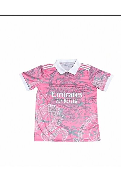 DEEFWEAR Unisex Dragon Desenli Polo Yaka Pembe Jersey