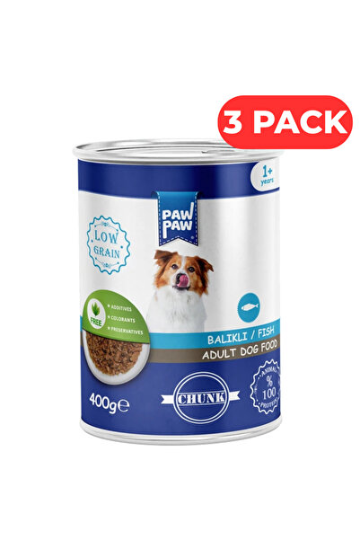 PawPaw Set 3 x Hrană umedă câini adulți bucăți de pește în sos 400 g, low gra...