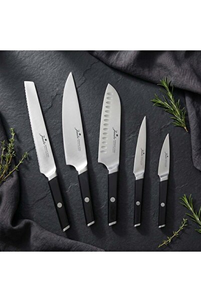Jumbo Katana Standlı 6 Parça Alman Çeliği Siyah Bıçak Seti