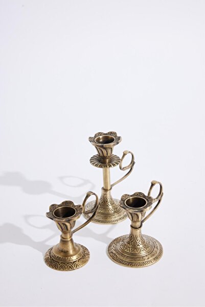 Bosphorus Heritage El Yapımı - Pirinç Döküm 3'lü Şamdan Seti