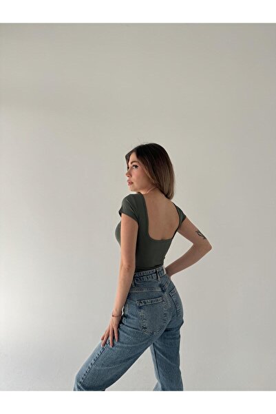 Moda Hour Women's Red Backless Short Sleeve Crop Top
