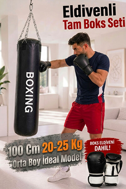 Spor Byfit 100 Cm X 30 Cm Siyah Boks Torbası Boks Eldiveni Tavan Kancası - 3'...