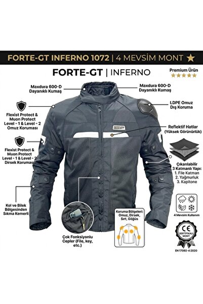 Forte GT 2001072 Inferno 3 Katmanlı 4 Mevsim Motosiklet Montu