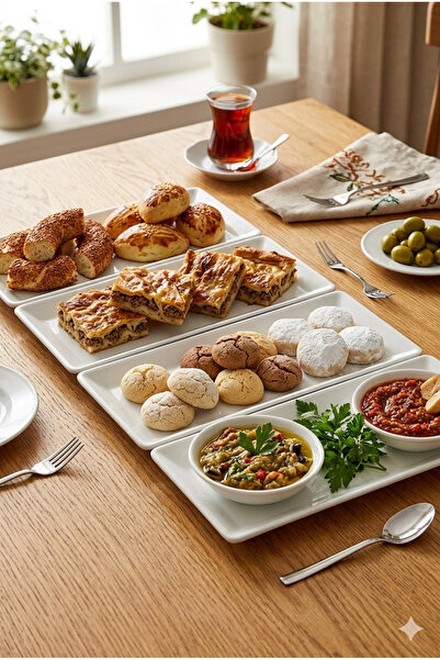 GÜRALLAR Porcelain 34X14 cm 6-Piece Open Buffet Kayak Plate