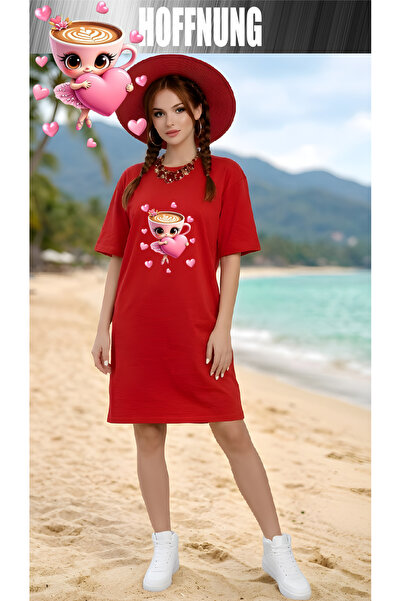 HOFFNUNG Women's Short Sleeve Crew Neck T-Shirt Dress Nightgown
