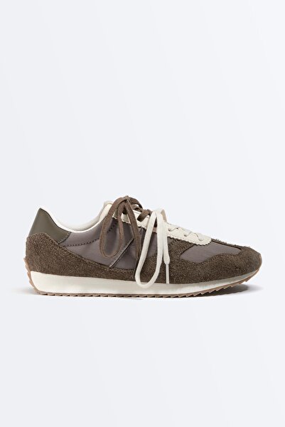 Oysho Kombine süet retro spor ayakkabı
